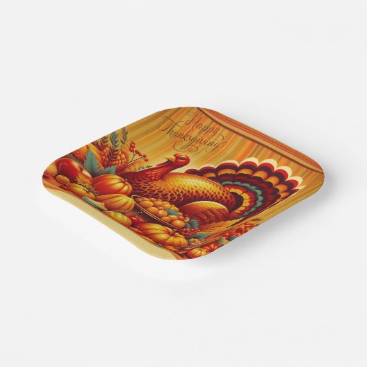 klassischer/Vintager Erntedank Türkei Pappteller (Gewinkelt)