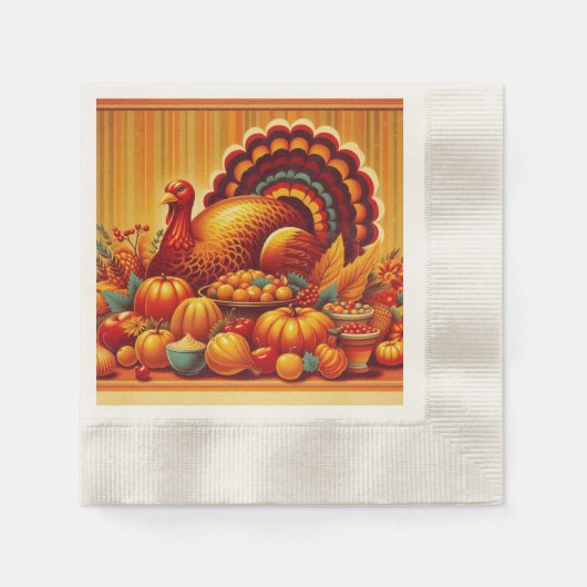 klassischer/Vintager Erntedank Türkei Serviette (Vorderseite)