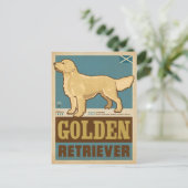 Klassischer Vintager Goldener Retriever Postkarte (Stehend Vorderseite)