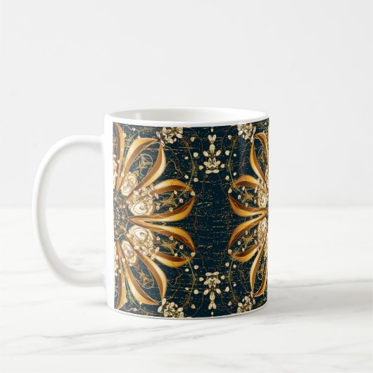 Klassischer Vintager Hintergrund. Klassisches Gold Kaffeetasse (Links)
