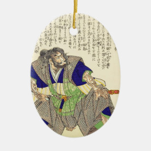 Klassischer Vintager japanischer Samurai-Krieger Keramikornament