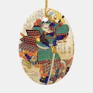 Klassischer Vintager japanischer Samurai Warrior G Keramikornament