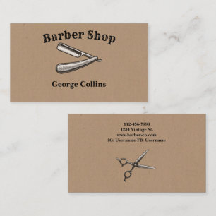 Klassischer Vintager Razor Barber Shop Minimalisti Visitenkarte