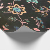 Klassischer Vintager Schwarz-Rosa-grüner Böhmische Geschenkpapier (Ecke)