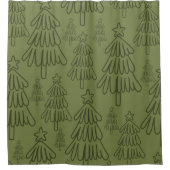 Klassischer Vintager Urlaubsmuster-Weihnachtsbaum Duschvorhang (Vorderseite)