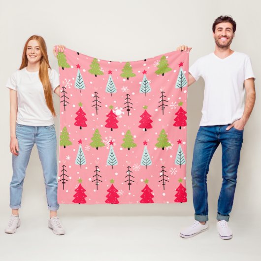 Klassischer Vintager Urlaubsmuster-Weihnachtsbaum  Fleecedecke (Beispiel)