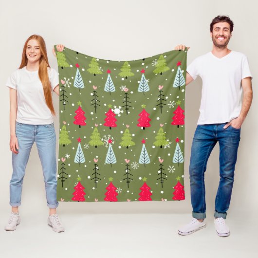 Klassischer Vintager Urlaubsmuster-Weihnachtsbaum Fleecedecke (Beispiel)