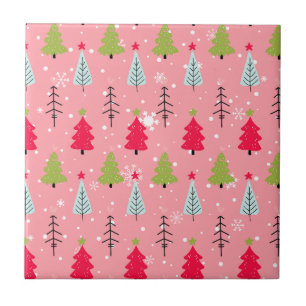 Klassischer Vintager Urlaubsmuster-Weihnachtsbaum Fliese