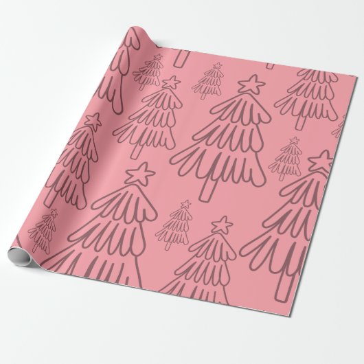 Klassischer Vintager Urlaubsmuster-Weihnachtsbaum Geschenkpapier (Ungerollt)