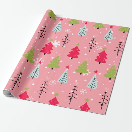 Klassischer Vintager Urlaubsmuster-Weihnachtsbaum  Geschenkpapier (Ungerollt)