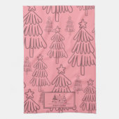 Klassischer Vintager Urlaubsmuster-Weihnachtsbaum  Geschirrtuch (Vertikal)