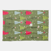 Klassischer Vintager Urlaubsmuster-Weihnachtsbaum Geschirrtuch (Horizontal)