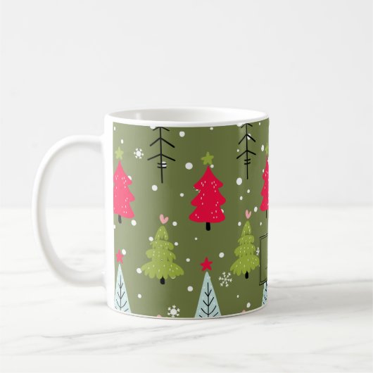 Klassischer Vintager Urlaubsmuster-Weihnachtsbaum Kaffeetasse (Links)