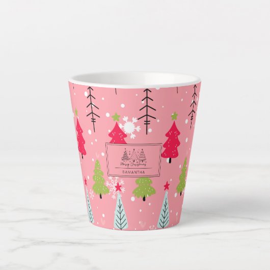 Klassischer Vintager Urlaubsmuster-Weihnachtsbaum Milchtasse (Vorderseite)