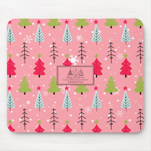 Klassischer Vintager Urlaubsmuster-Weihnachtsbaum Mousepad (Vorne)