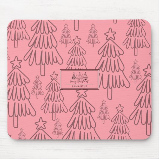 Klassischer Vintager Urlaubsmuster-Weihnachtsbaum Mousepad (Vorne)