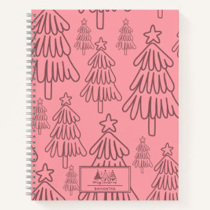 Klassischer Vintager Urlaubsmuster-Weihnachtsbaum Notizblock