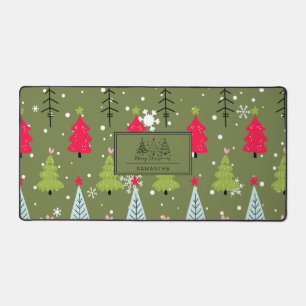 Klassischer Vintager Urlaubsmuster-Weihnachtsbaum Schreibtischunterlage