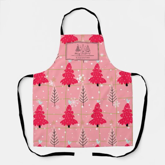 Klassischer Vintager Urlaubsmuster-Weihnachtsbaum Schürze (Vorderseite)