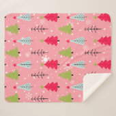 Klassischer Vintager Urlaubsmuster-Weihnachtsbaum  Sherpadecke (Vorderseite (Horizontal))