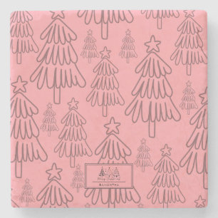 Klassischer Vintager Urlaubsmuster-Weihnachtsbaum Steinuntersetzer
