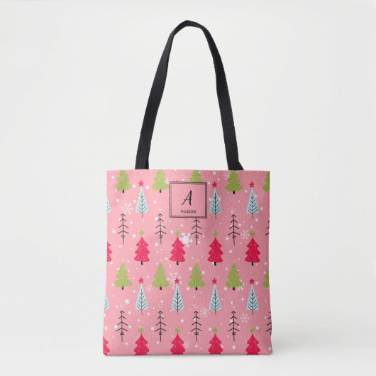 Klassischer Vintager Urlaubsmuster-Weihnachtsbaum Tasche (Vorderseite)