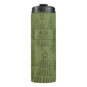 Klassischer Vintager Urlaubsmuster-Weihnachtsbaum Thermosbecher