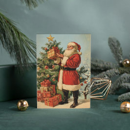 Klassischer Vintager Weihnachtsmann dekoriert Weih Feiertagskarte