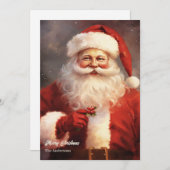 Klassischer Vintager Weihnachtsmann lächelt roten Feiertagskarte (Vorne/Hinten)