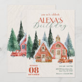 Klassischer Vintager Winterwunder Geburtstag Einladung (Vorne/Hinten)