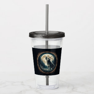 Klassischer, Vintager Wolf und Mond Acryltrinkbecher