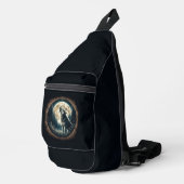 Klassischer, Vintager Wolf und Mond Crossbody Bag (Rechte Ecke)