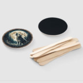 Klassischer, Vintager Wolf und Mond Fächer (Non-assembled)
