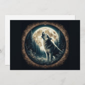 Klassischer, Vintager Wolf und Mond Feiertagskarte (Vorne/Hinten)