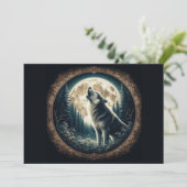 Klassischer, Vintager Wolf und Mond Feiertagskarte (Stehend Vorderseite)