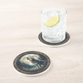 Klassischer, Vintager Wolf und Mond Getränkeuntersetzer (Seite)