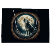 Klassischer, Vintager Wolf und Mond Große Geschenktüte (Rückseite)