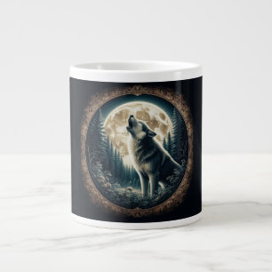 Klassischer, Vintager Wolf und Mond Jumbo-Tasse