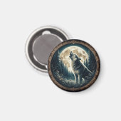 Klassischer, Vintager Wolf und Mond Magnet (Vorderseite/Rückseite)