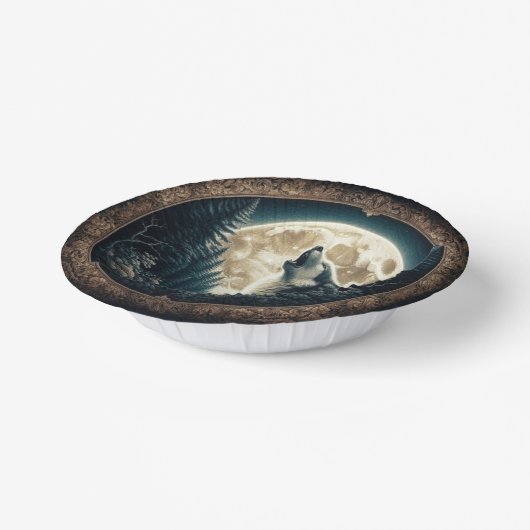 Klassischer, Vintager Wolf und Mond Pappteller (Gewinkelt)