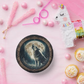 Klassischer, Vintager Wolf und Mond Pappteller (Party)