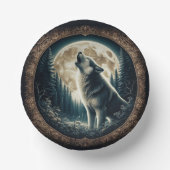 Klassischer, Vintager Wolf und Mond Pappteller (Vorderseite)