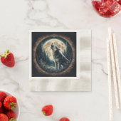 Klassischer, Vintager Wolf und Mond Serviette (Beispiel)