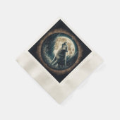 Klassischer, Vintager Wolf und Mond Serviette (Ecke)