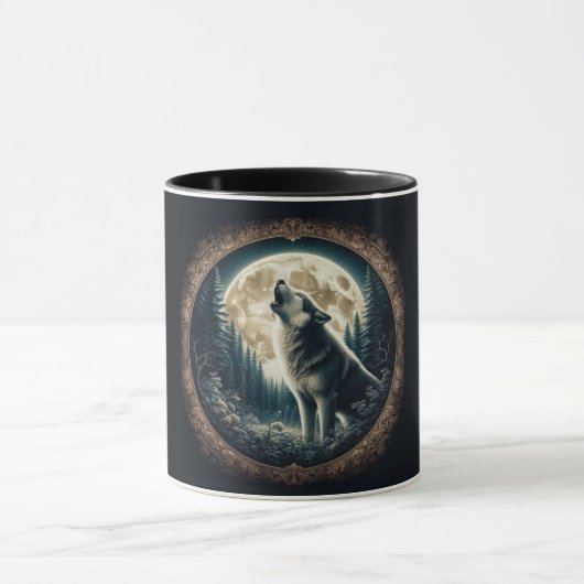 Klassischer, Vintager Wolf und Mond Tasse (Zentrum)
