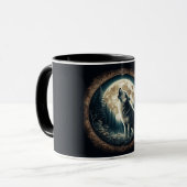 Klassischer, Vintager Wolf und Mond Tasse (Vorderseite Links)
