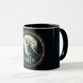 Klassischer, Vintager Wolf und Mond Tasse (VorderseiteRechts)
