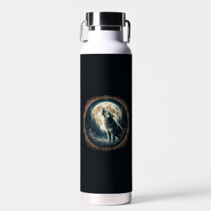 Klassischer, Vintager Wolf und Mond Trinkflasche