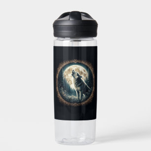 Klassischer, Vintager Wolf und Mond Trinkflasche