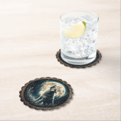 Klassischer, Vintager Wolf und Mond Untersetzer (Vor Ort)